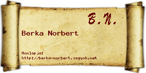 Berka Norbert névjegykártya